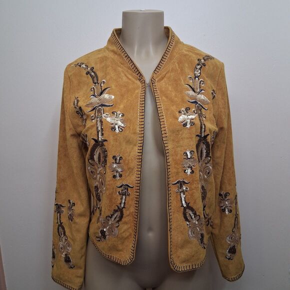 MISSKOO Jackets & Blazers - Faux Suede Jacket S Boho Sequin Western Festival Trendy By MISSKOO